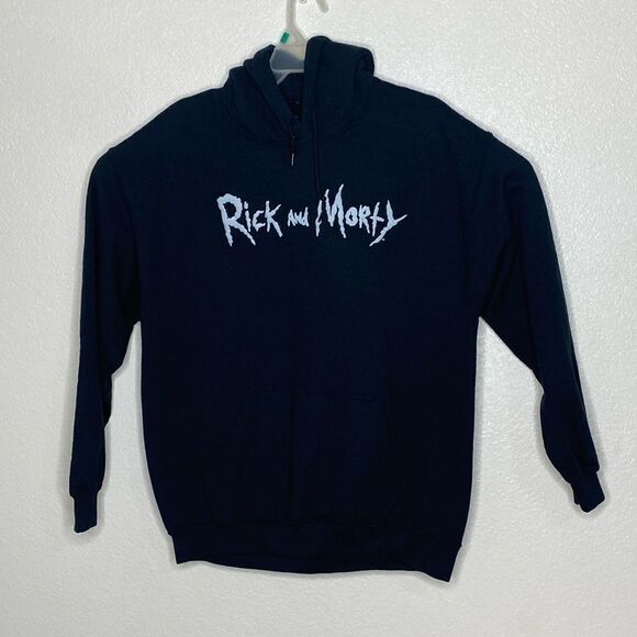 Rick and Morty Black Cotton/ Polyester Blend Pullover Hoodie Size L - Picture 2 of 3